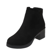 Bota Feminina De Camurça Salto Grosso Moda Elegante