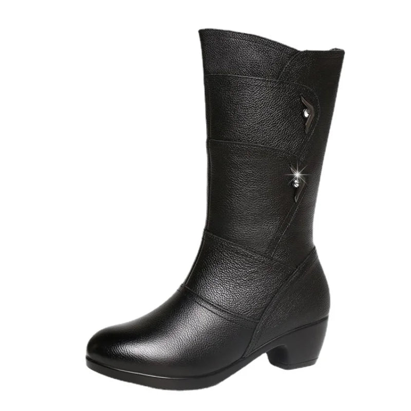 Bota de Couro Outono / Inverno Feminina Wear