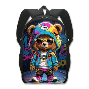 Mochila Casual Unissex Estampa Urso Tye Day Mochila De Alta Capacidade