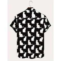 Camisa Moda Casual Masculina Estampada De Peito Único Moda Solta Simples