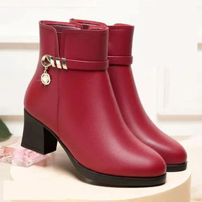 Bota de Couro Feminina Inverno Plus