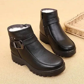 Bota de Couro Inverno Acolchoada Impermeável