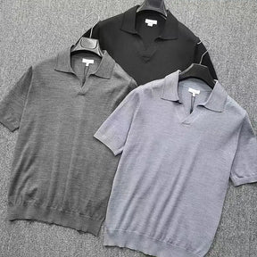 Camisa Masculina Gola Polo De Alta Qualidade Decote V Moda Casual De Luxo