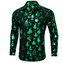 Camisa Social Masculina De Manga Comprida Estampa Natalina Moda Casual