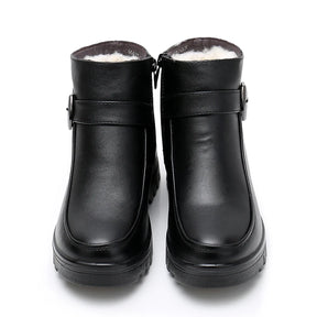 Bota de Couro Inverno Acolchoada Impermeável