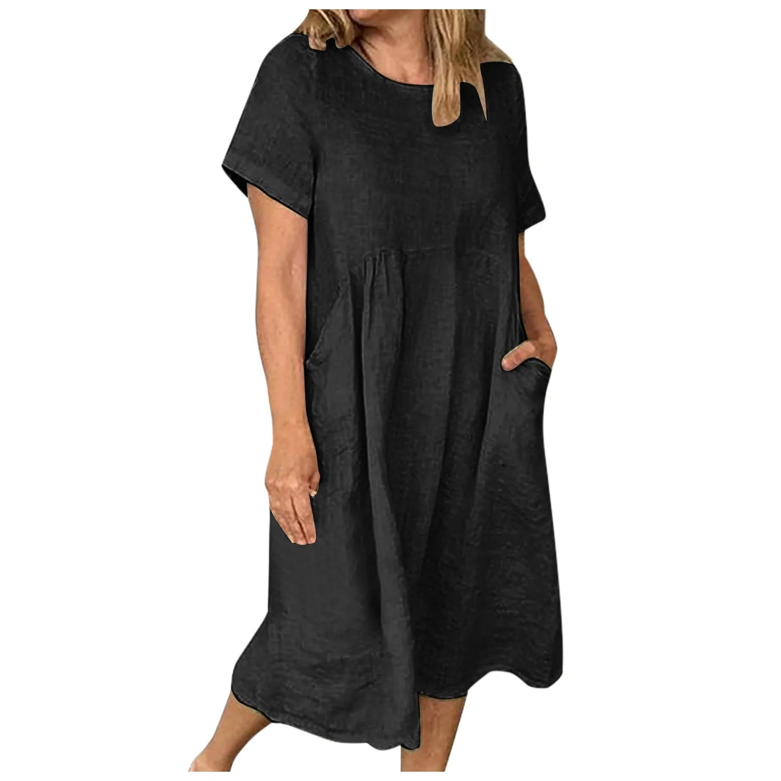 Vestido Casual Plus Chanfrado Feminino