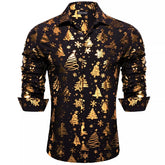 Camisa Social Masculina De Manga Comprida Estampa Natalina Moda Casual