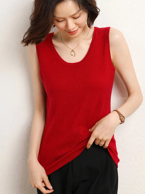 Camisa Solta Feminina Gola U Sem Mangas Moda Casual