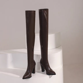 Bota de Couro Over Cano Longo Glossy