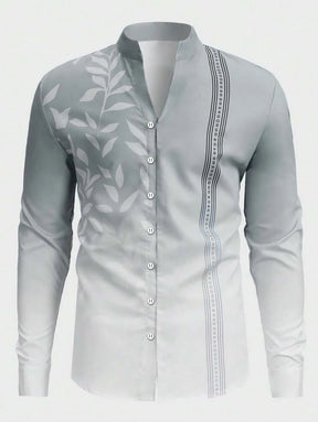 Camisa Social Masculina Gola Redonda Com Botões Camisa Estampada