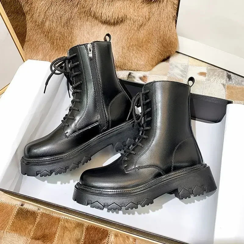 Bota de Couro Inverno Coturno Aveludado Mind