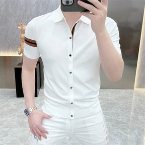 Camisa Masculina Gola Polo De Alta Qualidade Moda Casual de Luxo