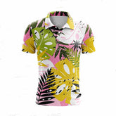 Camisa Masculina Gola Polo Estampa Mosaico Monocromático Moda Casual De Luxo