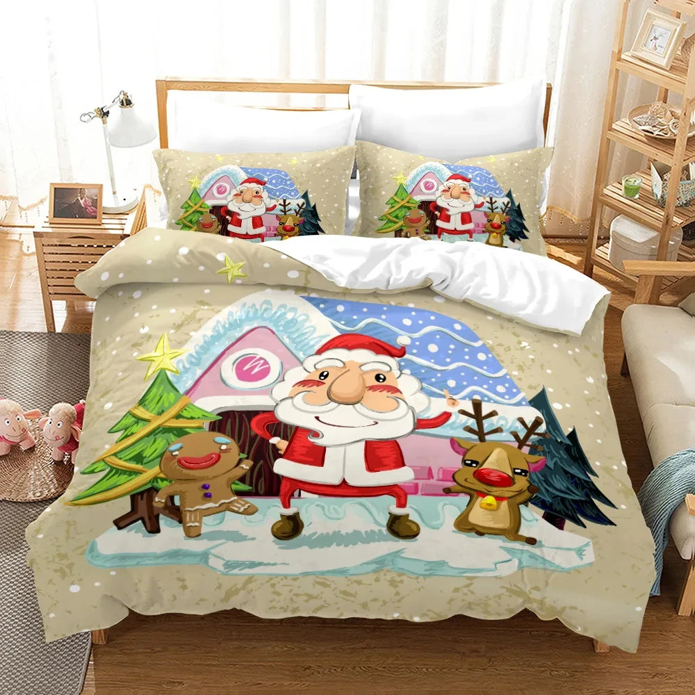 Decoração de Natal Conjunto De Cama Completo Estampa Natalina