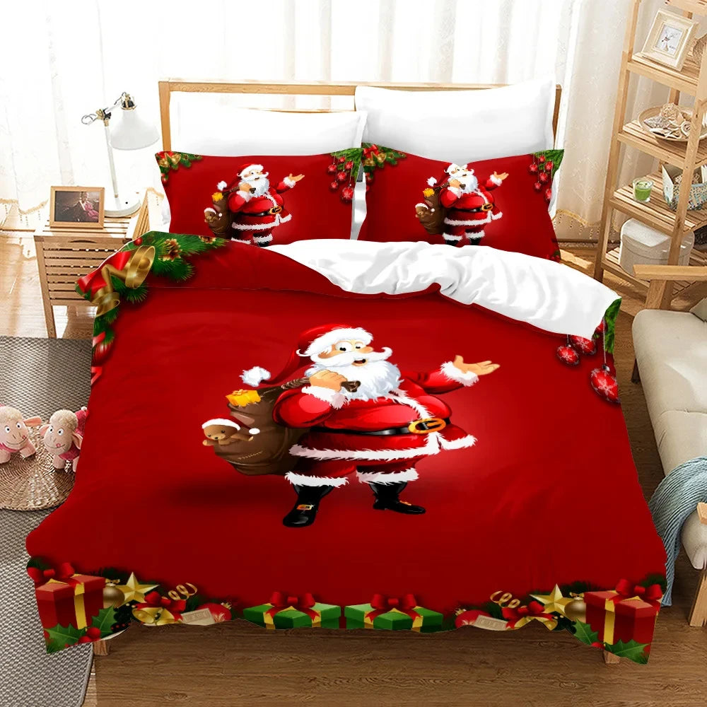 Decoração de Natal Conjunto De Cama Completo Estampa Natalina