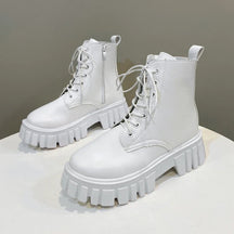 Bota Plataforma Feminina Com Cadarço Sapato Confortável