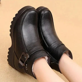 Bota de Couro Inverno Acolchoada Impermeável