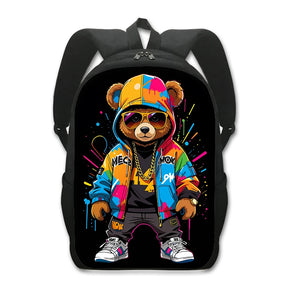 Mochila Casual Unissex Estampa Urso Tye Day Mochila De Alta Capacidade