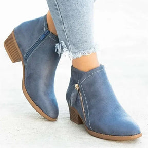 Bota Feminina Curta De  Com Zíper Na Vertical Tendência