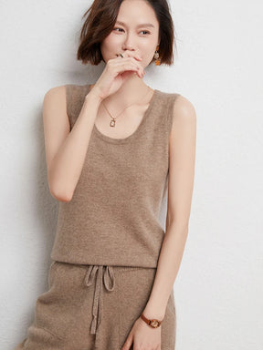 Camisa Solta Feminina Gola U Sem Mangas Moda Casual