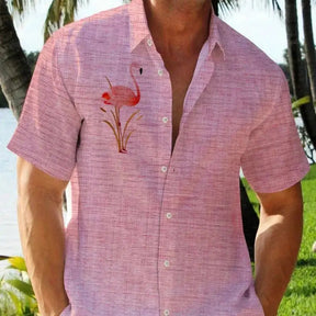 Camisa Masculina Moda Praiana De Botões E Mangas Curtas Moda Versátil