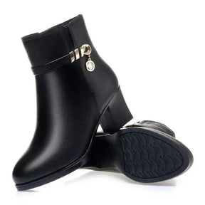 Bota de Couro Feminina Inverno Plus