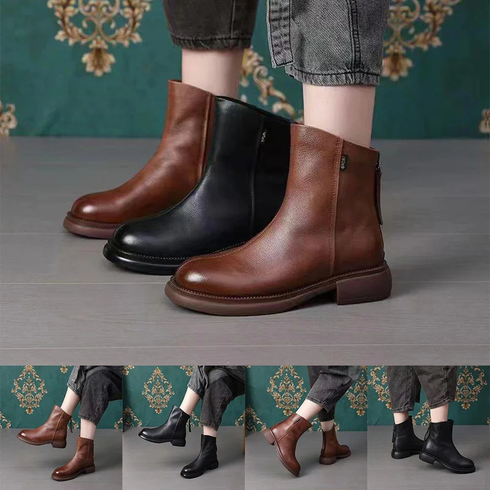 Bota de Couro Vintage Casual Classy