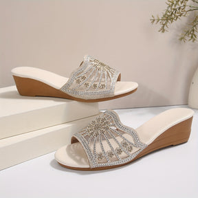 Sandália Ortopédica Feminina Com Recortes Sandália De Caminhada Decorada Com Strass Moda Confortável