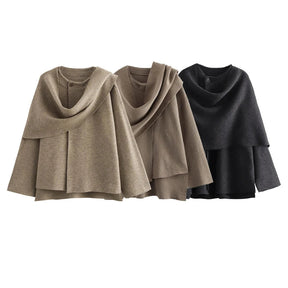 Casaco Feminino Assimétrico Transpassado Tendência Inverno