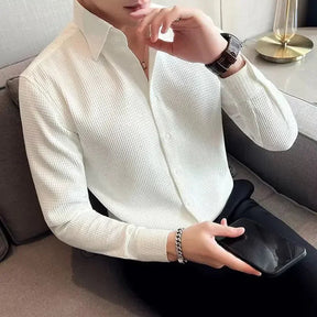Camisa Social Elegante Masculina Para Negócios Moda Casual De Luxo