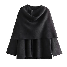 Casaco Feminino Assimétrico Transpassado Tendência Inverno