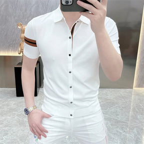 Camisa Masculina Gola Polo De Alta Qualidade Moda Casual de Luxo