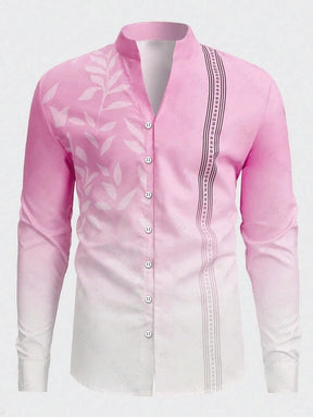Camisa Social Masculina Gola Redonda Com Botões Camisa Estampada