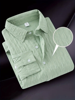 Camisa Social de Manga Longa Masculina Cor Sólida de Moda Outono/Inverno