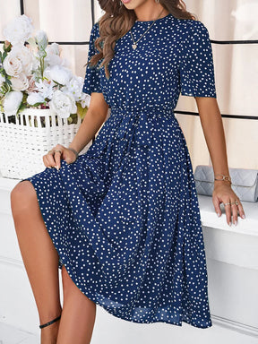 Vestido Casual Estelar Chanfrado com Laço Feminino