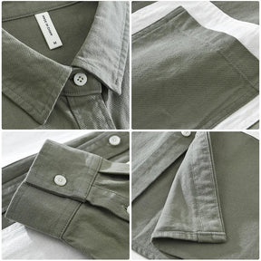 Camisa Social Masculina De Duas Cores Moda Retalhos Com Bolsos Grandes