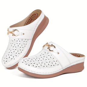 Sandália Ortopédica Feminina Design Vazado Com Fivela Sandália Confortável Para Caminhada