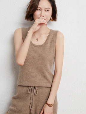 Camisa Solta Feminina Gola U Sem Mangas Moda Casual