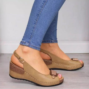 Sandália Ortopédica Feminina Plataforma Moda Vintage Com Arco de Apoio