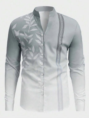 Camisa Social Masculina Gola Redonda Com Botões Camisa Estampada